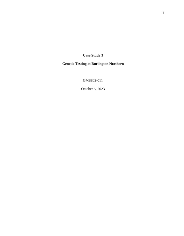 Genetic Testing at Burlington Northern - Ethical Issues