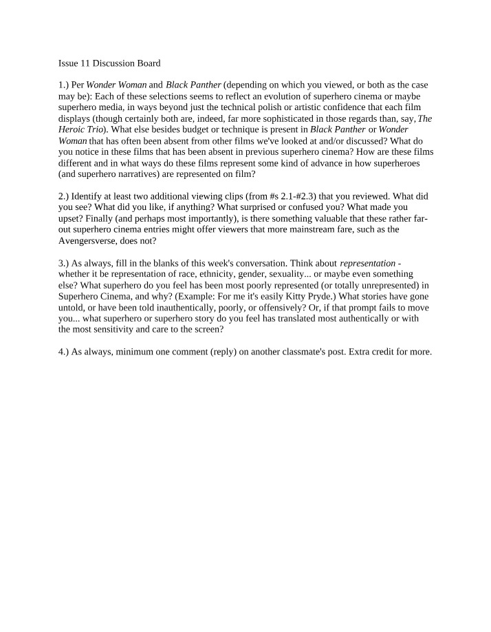 Discussion Board - Issue 11
