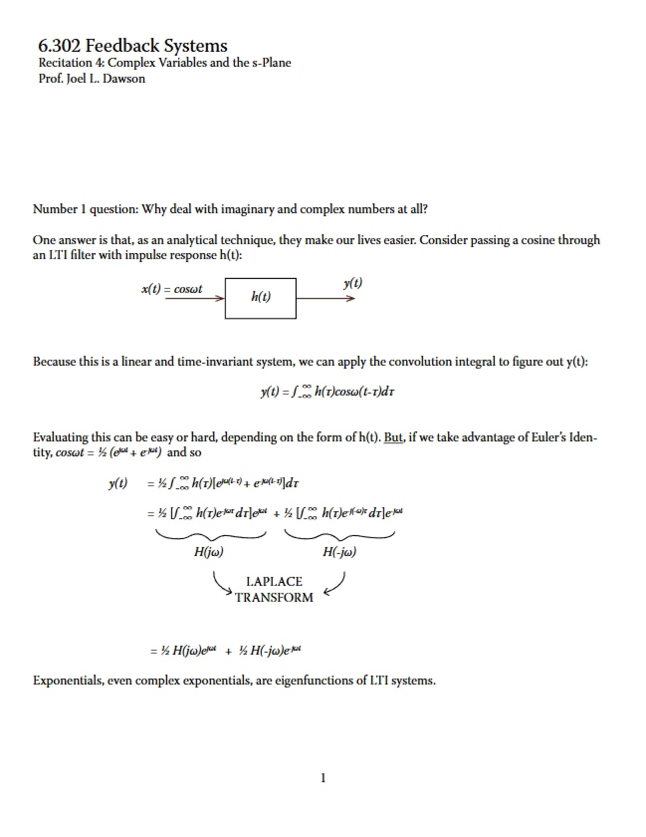 Feedback Lecture Notes