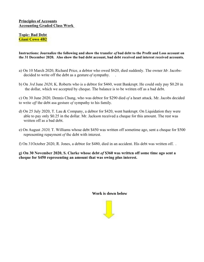 Journalizing Bad Debt and P&L Account Transfer