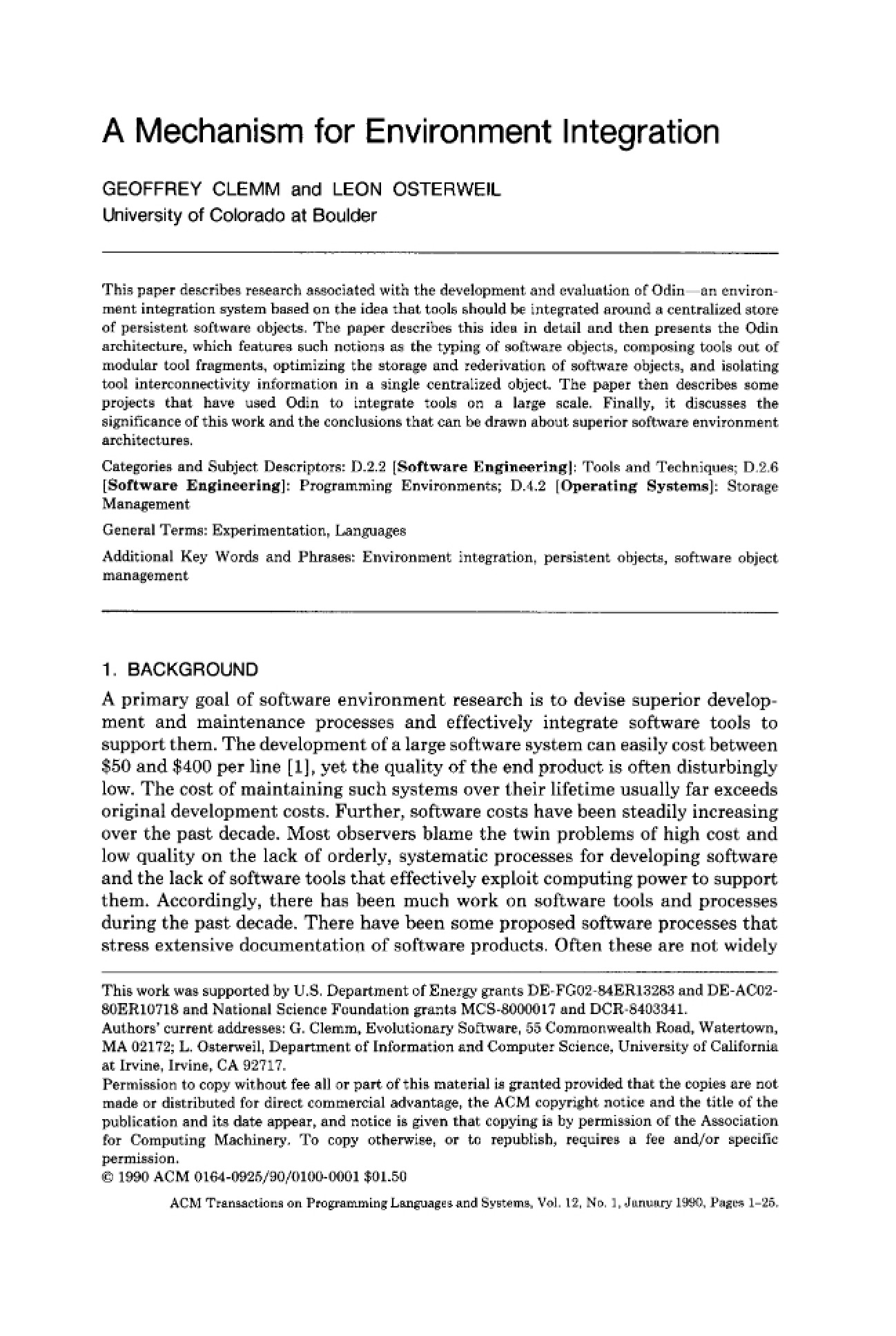 Environment Integration Mechanism