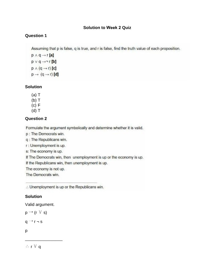 Week 2 Quiz - Valid, Invalid, and Conditional Arguments