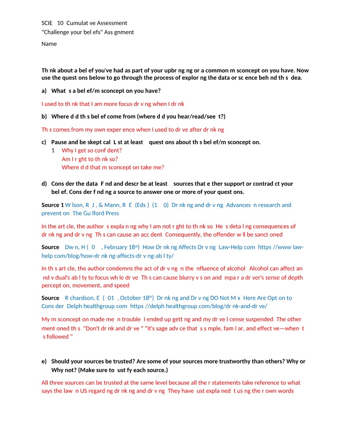 Assignment - Challenge Your Beliefs
