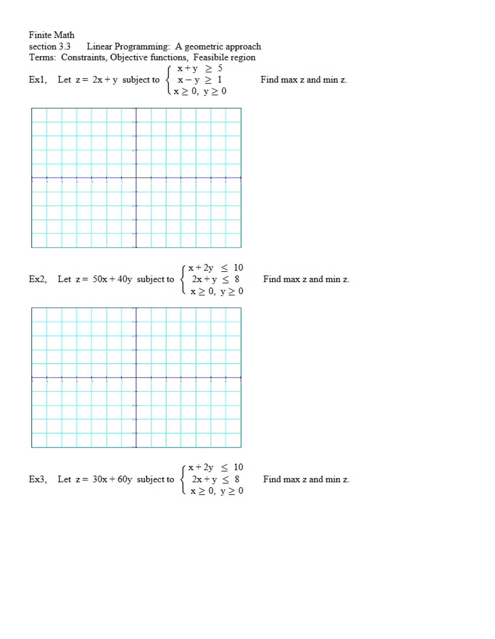 Programming using Linear Methods (3.3)