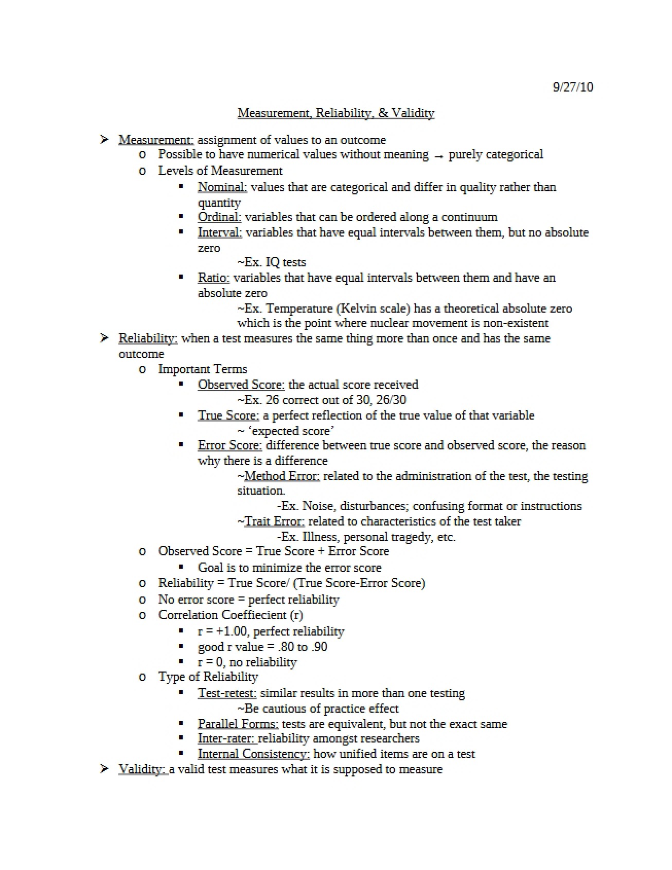 Validity, Reliability, and Measurement in Research