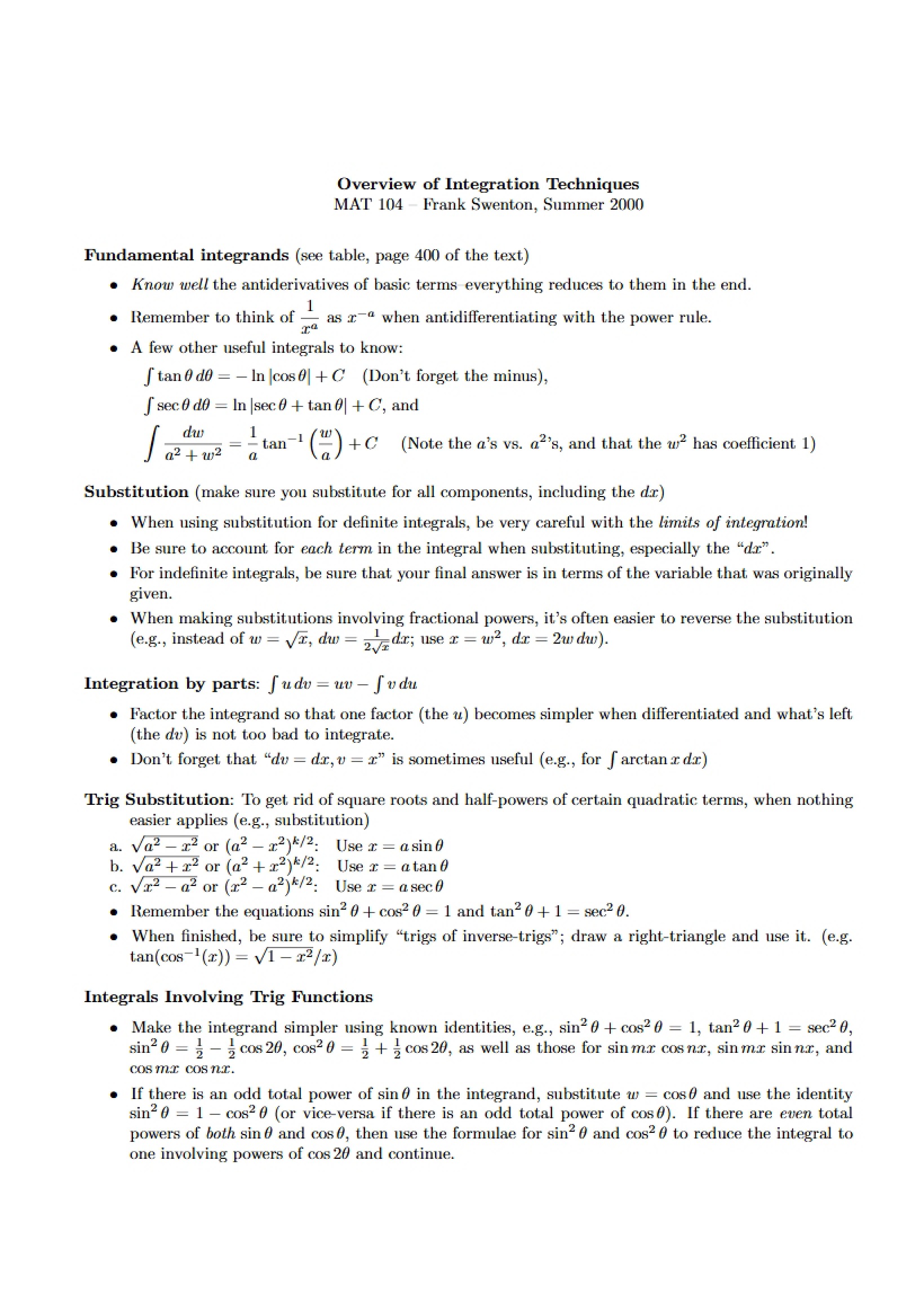 Integrands Fundamental