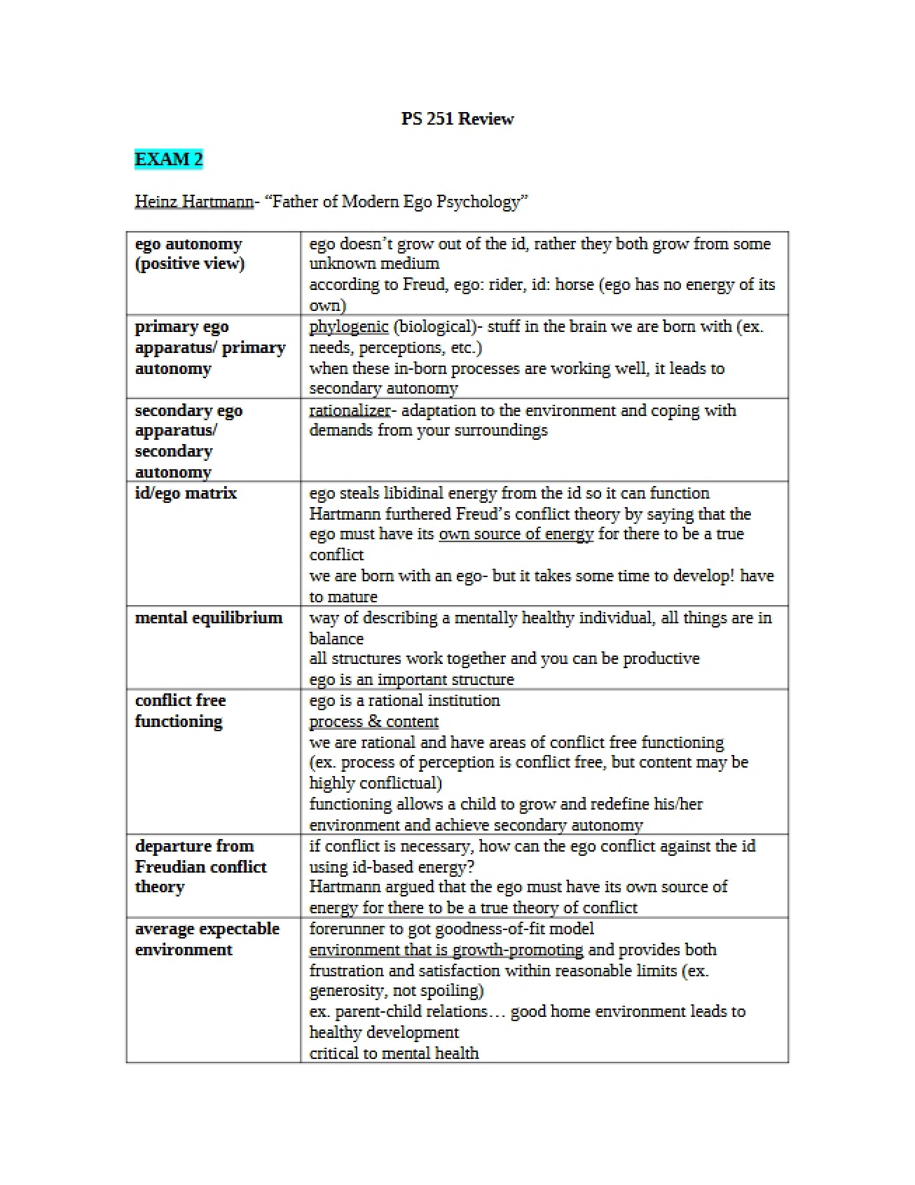 Second Exam for Psychology of Personality