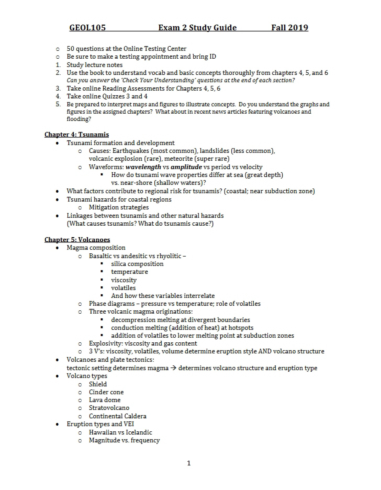 Study Guide for Second Exam