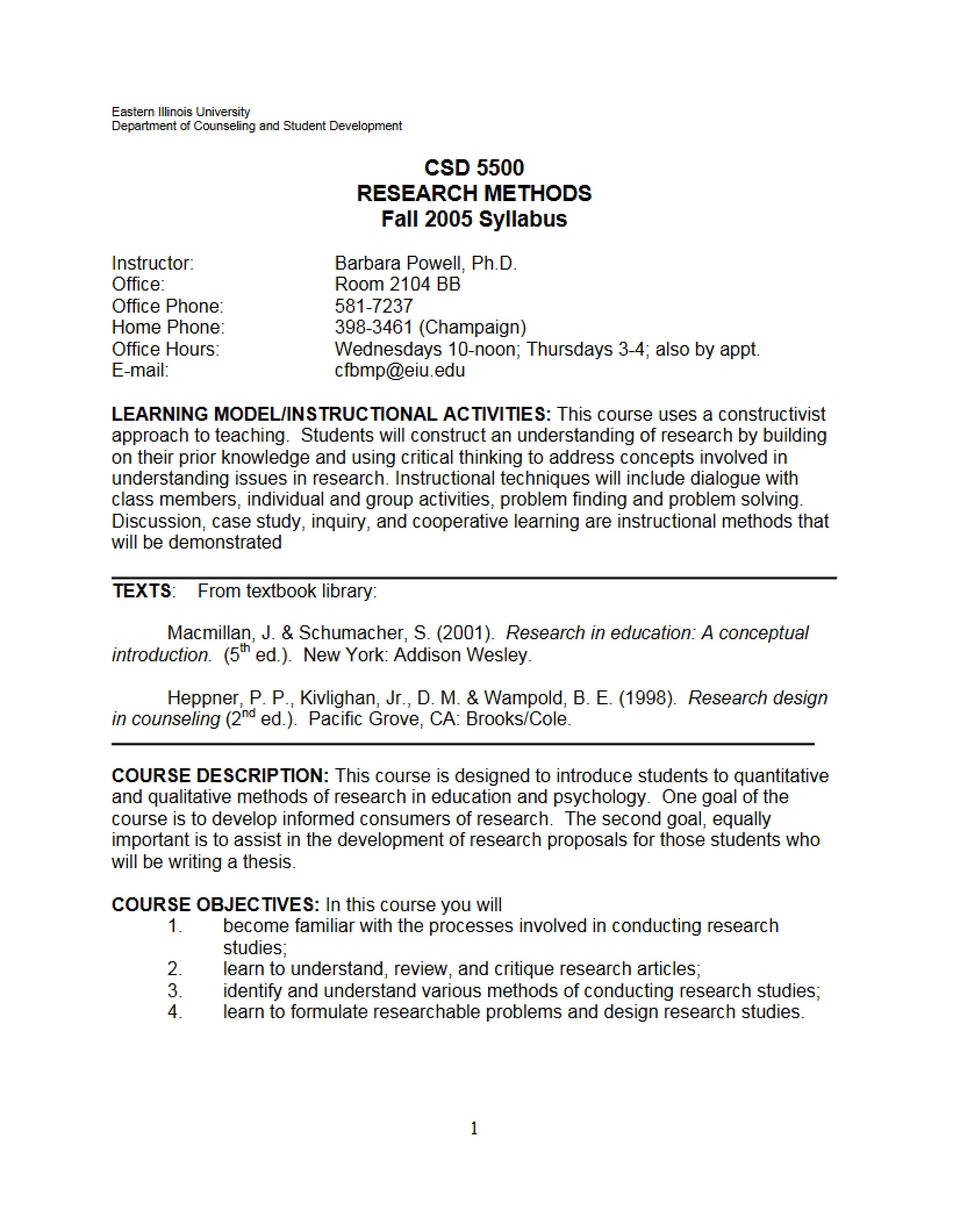Research Methods Syllabus