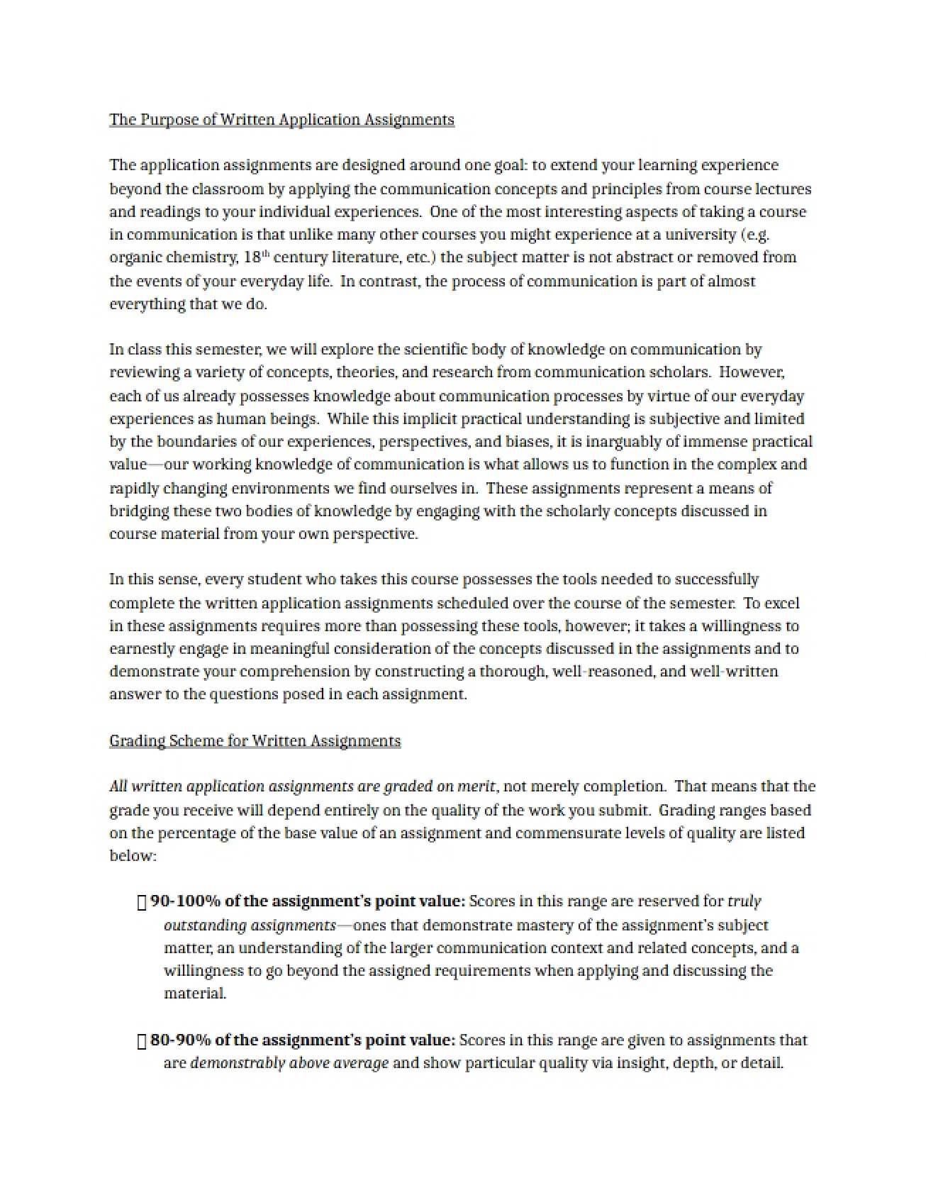 Guidelines for Writing Assignments