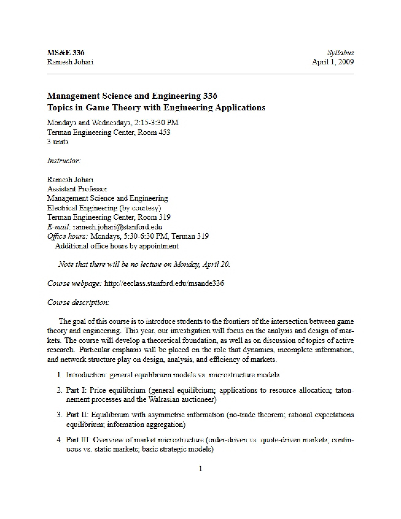 Overview of the Platform Design Syllabus