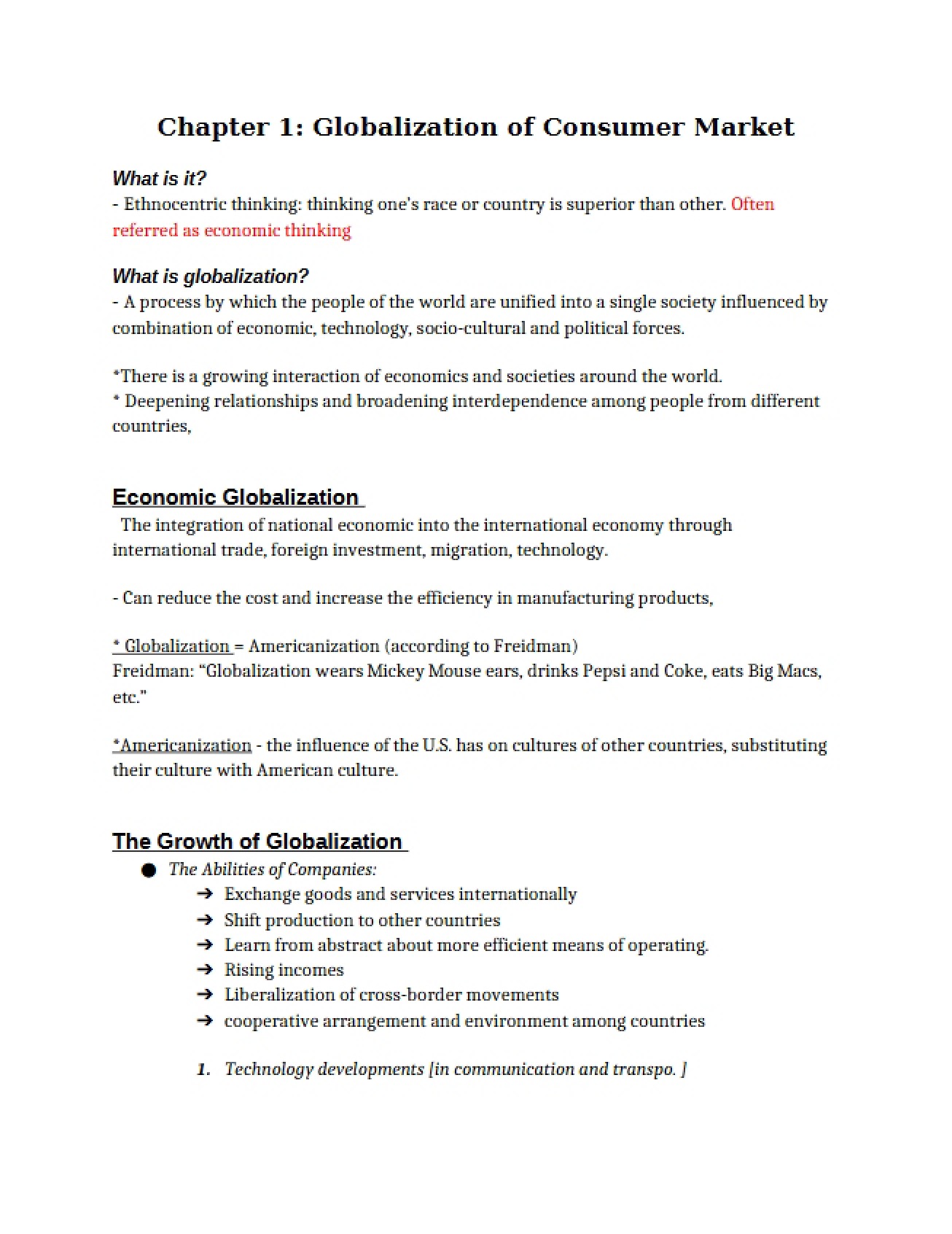 Consumer Market Globalization (Ch. 1)
