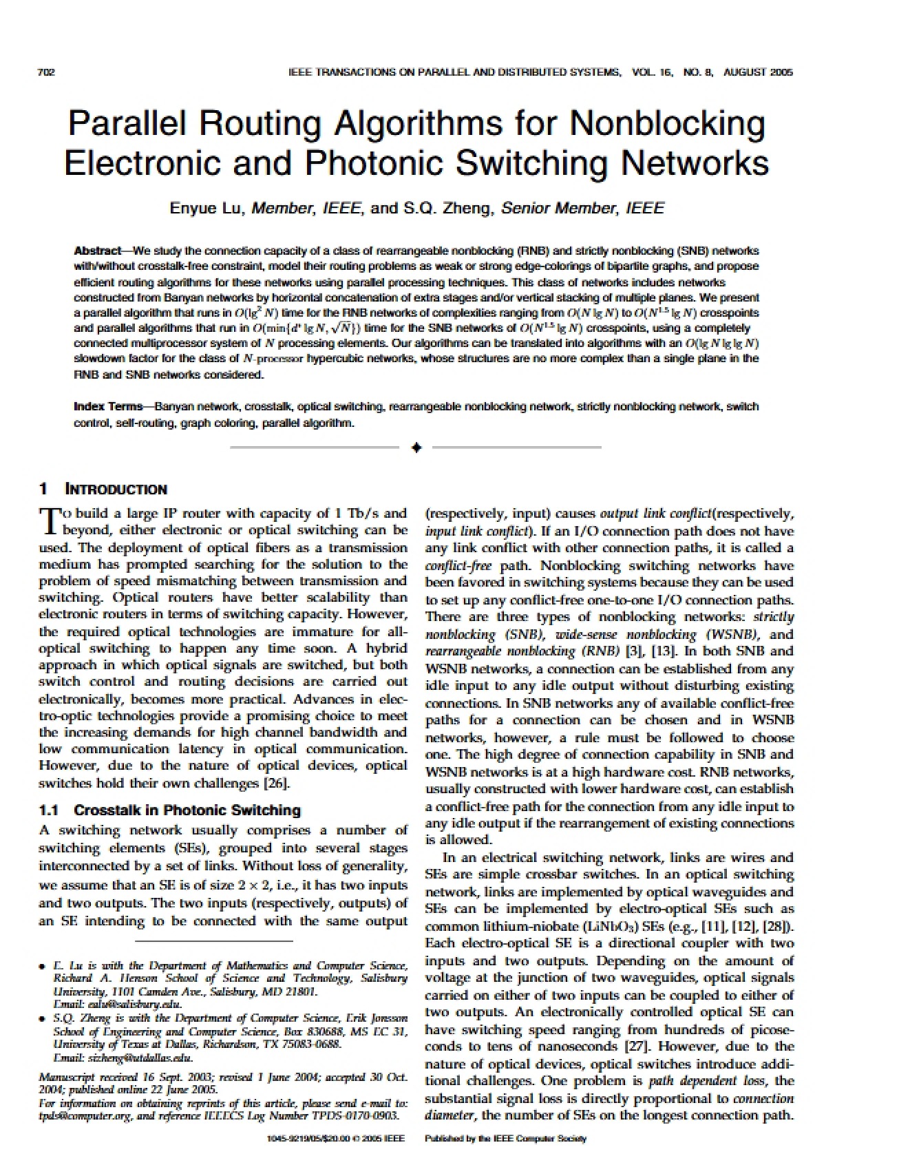 Nonblocking Parallel Routing Algorithms