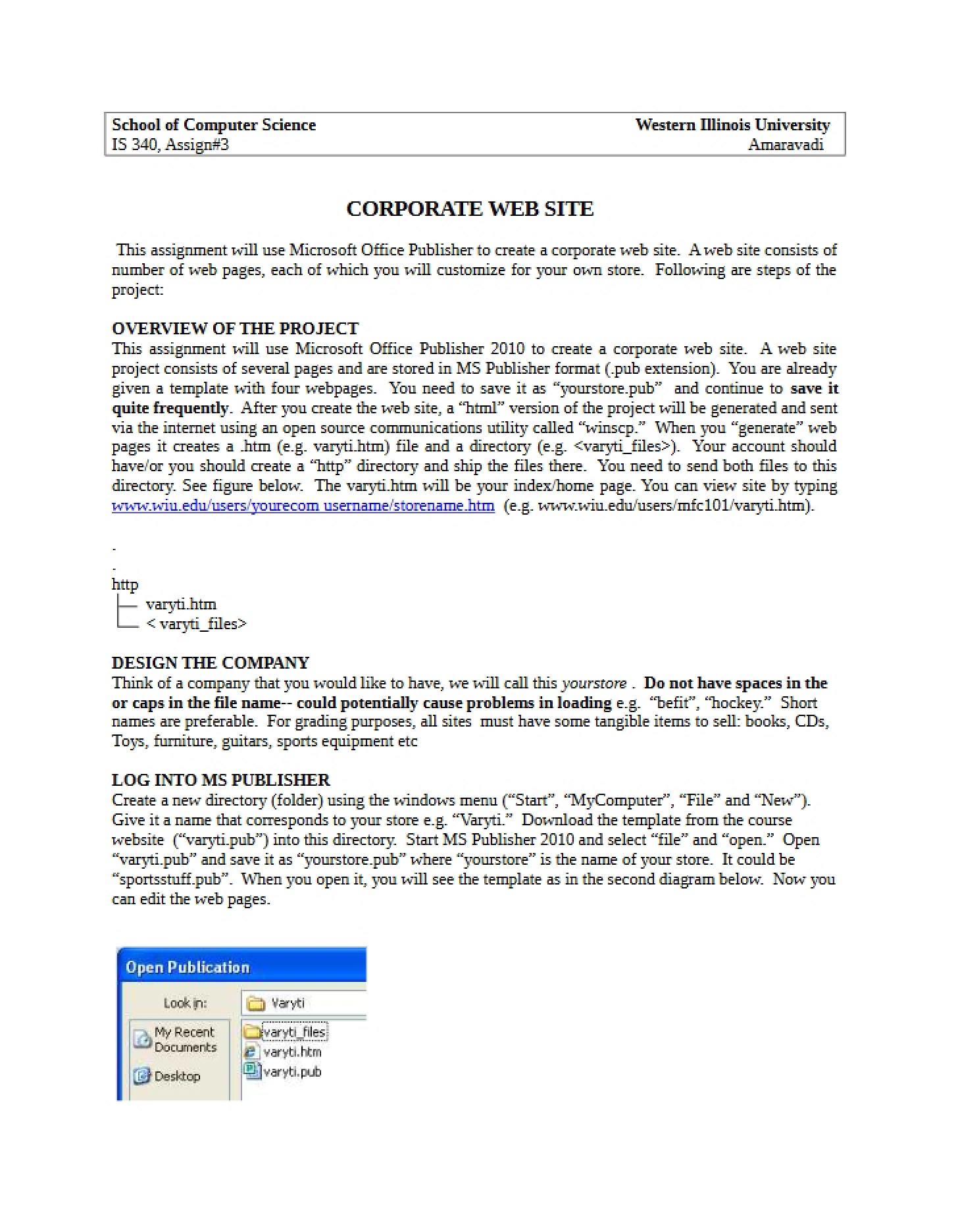 Web Site for Corporation