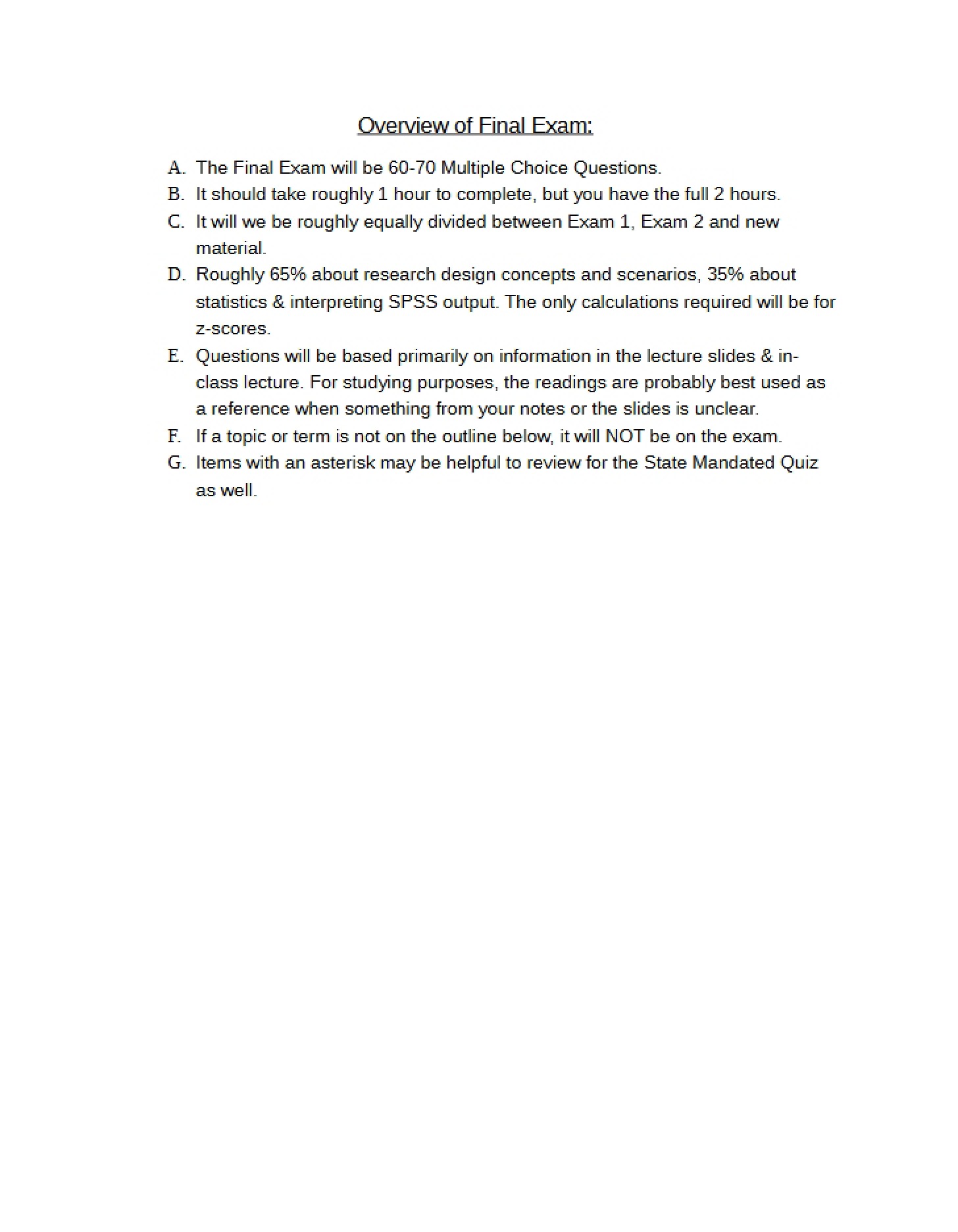 Final Exam Overview