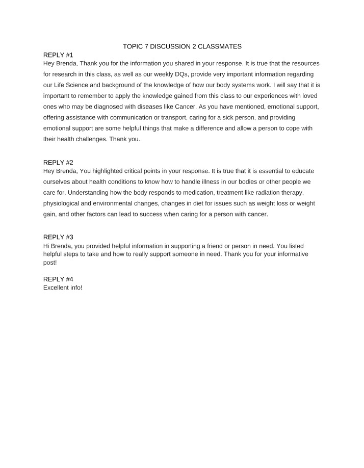 Topic 7 - Classmate Discussion 2