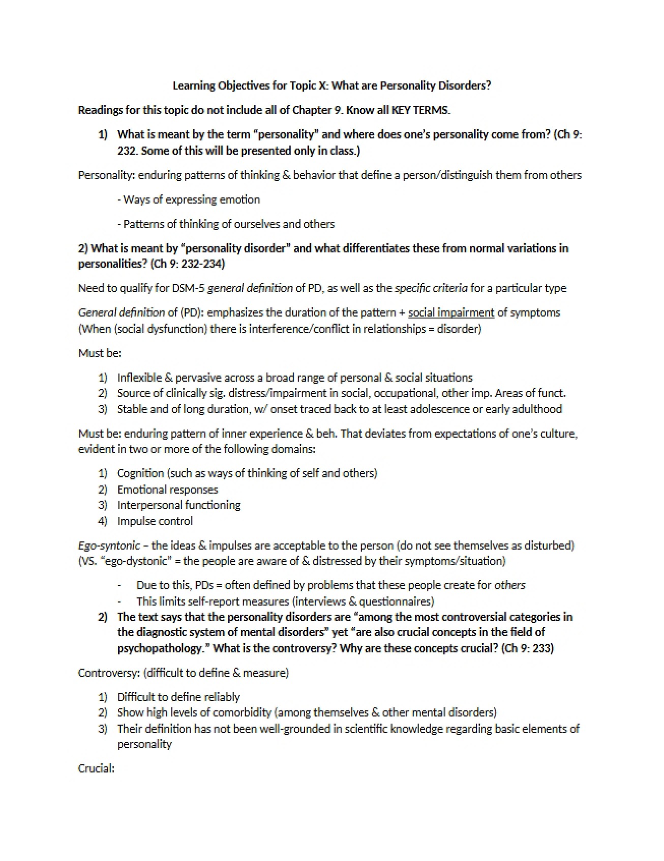 Examination of Personality Disorders Part 2