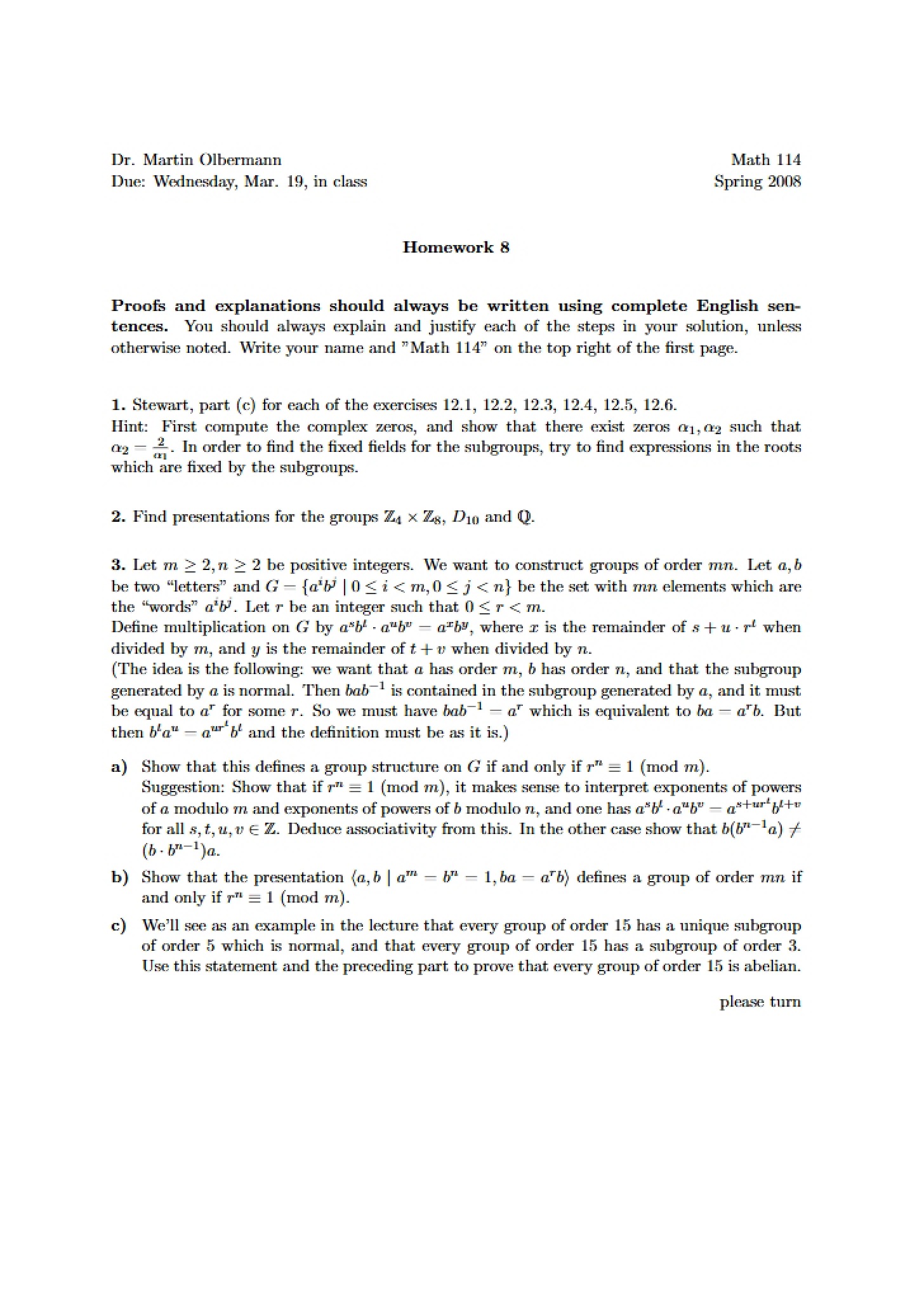 Homework Set