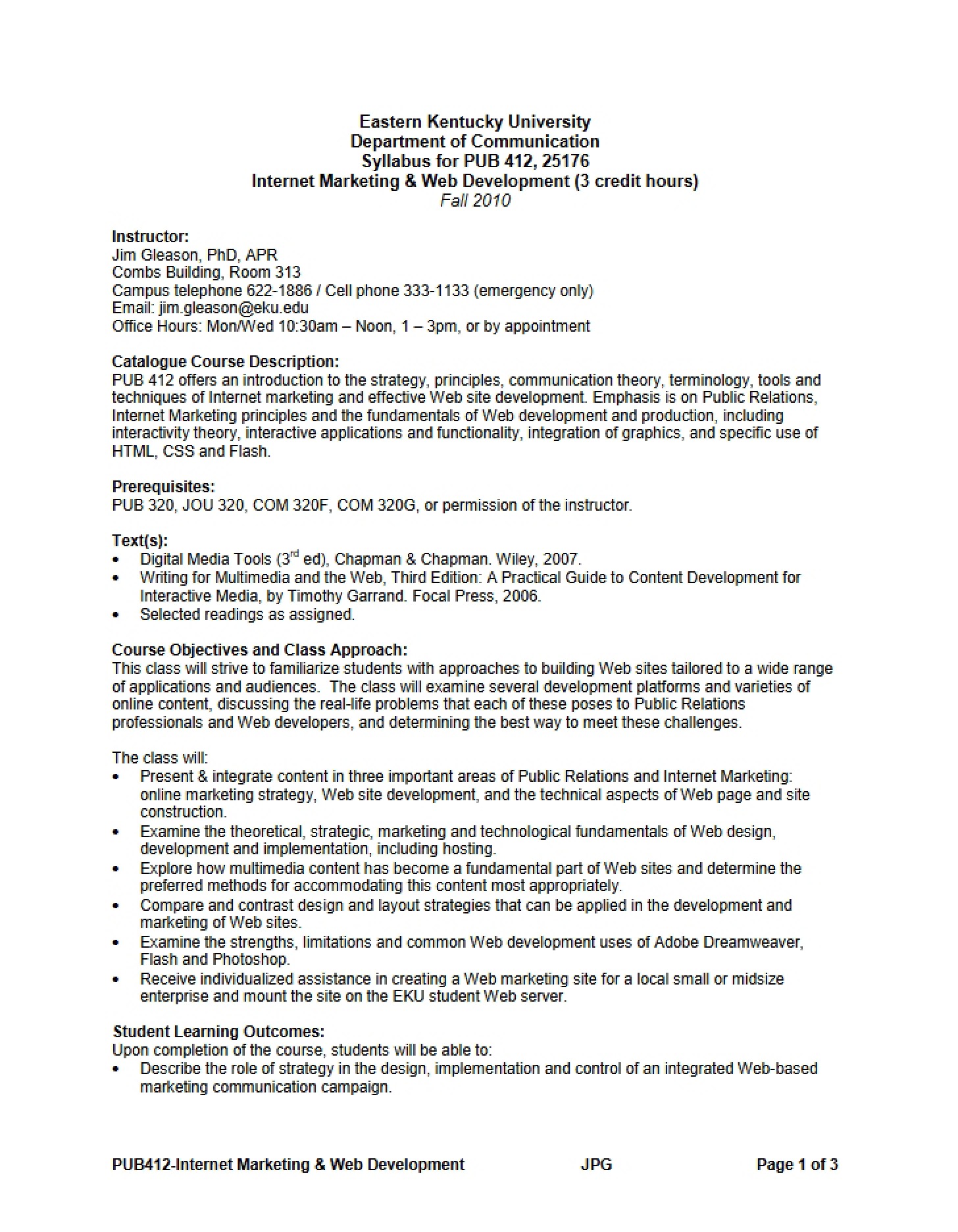 Course Plan PUB 412