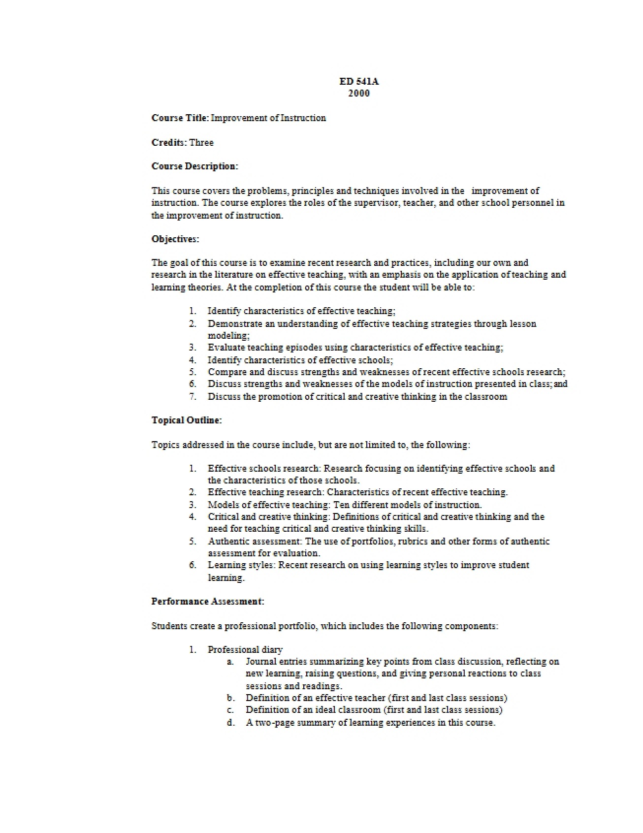 Instruction Improvement Lecture Notes