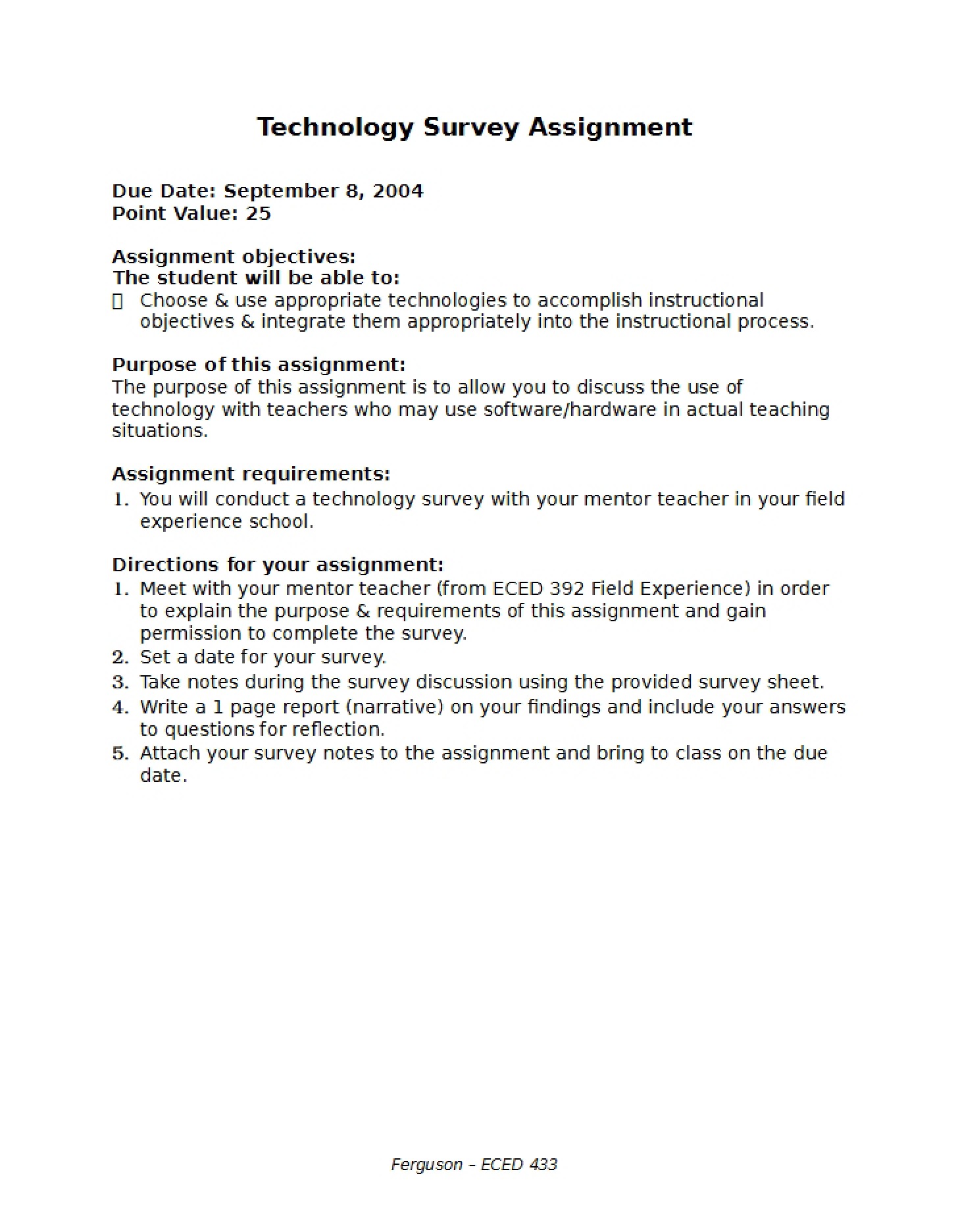 Assignment Technology Survey