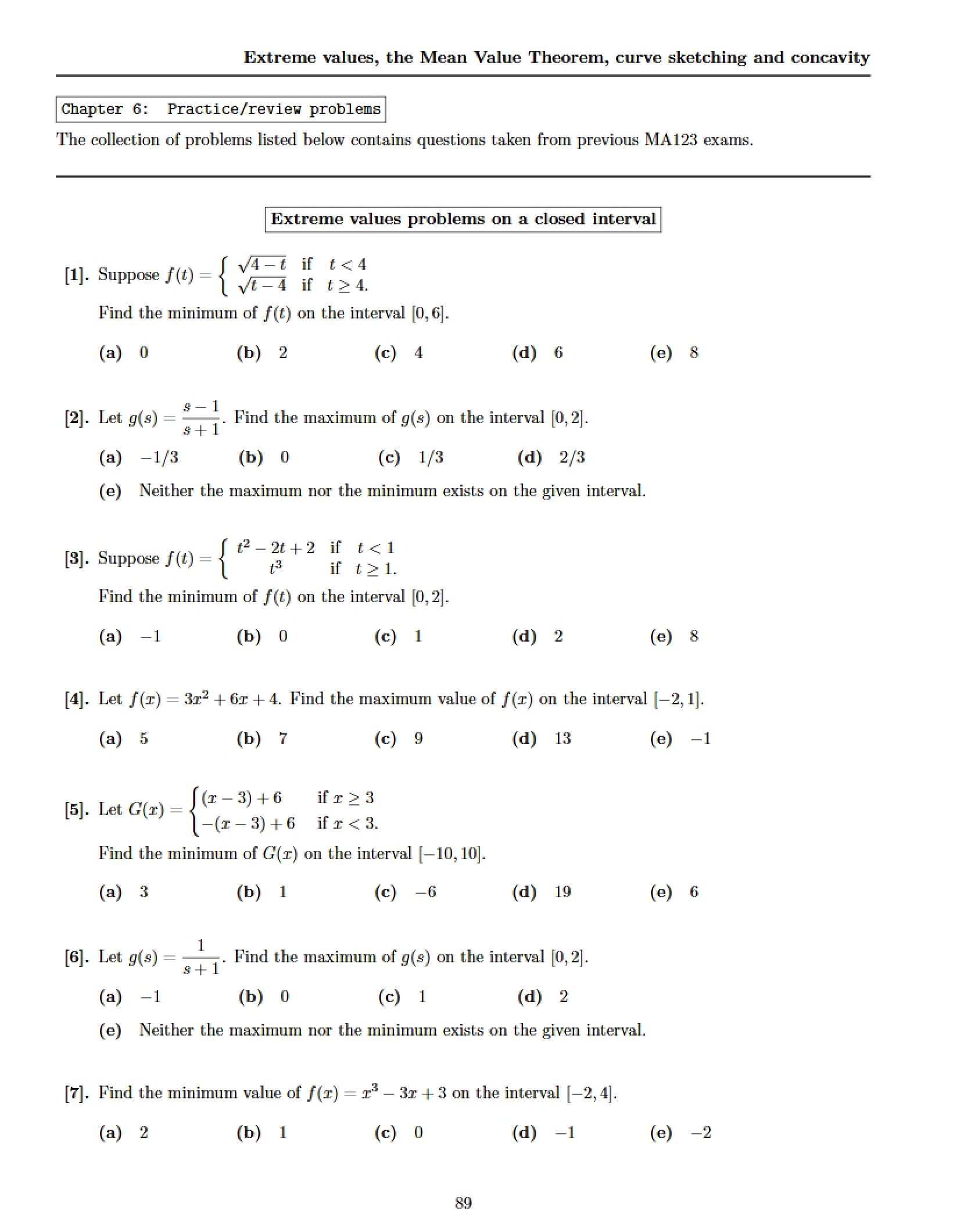 Curve Sketching, Concavity, and MVT