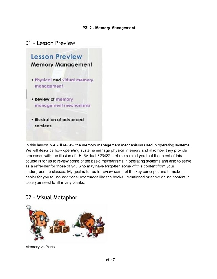 Memory Management - P3L2