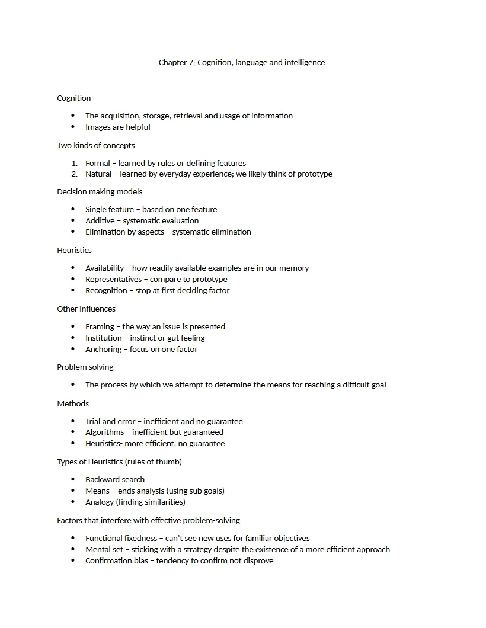 Outline of Chapter Seven