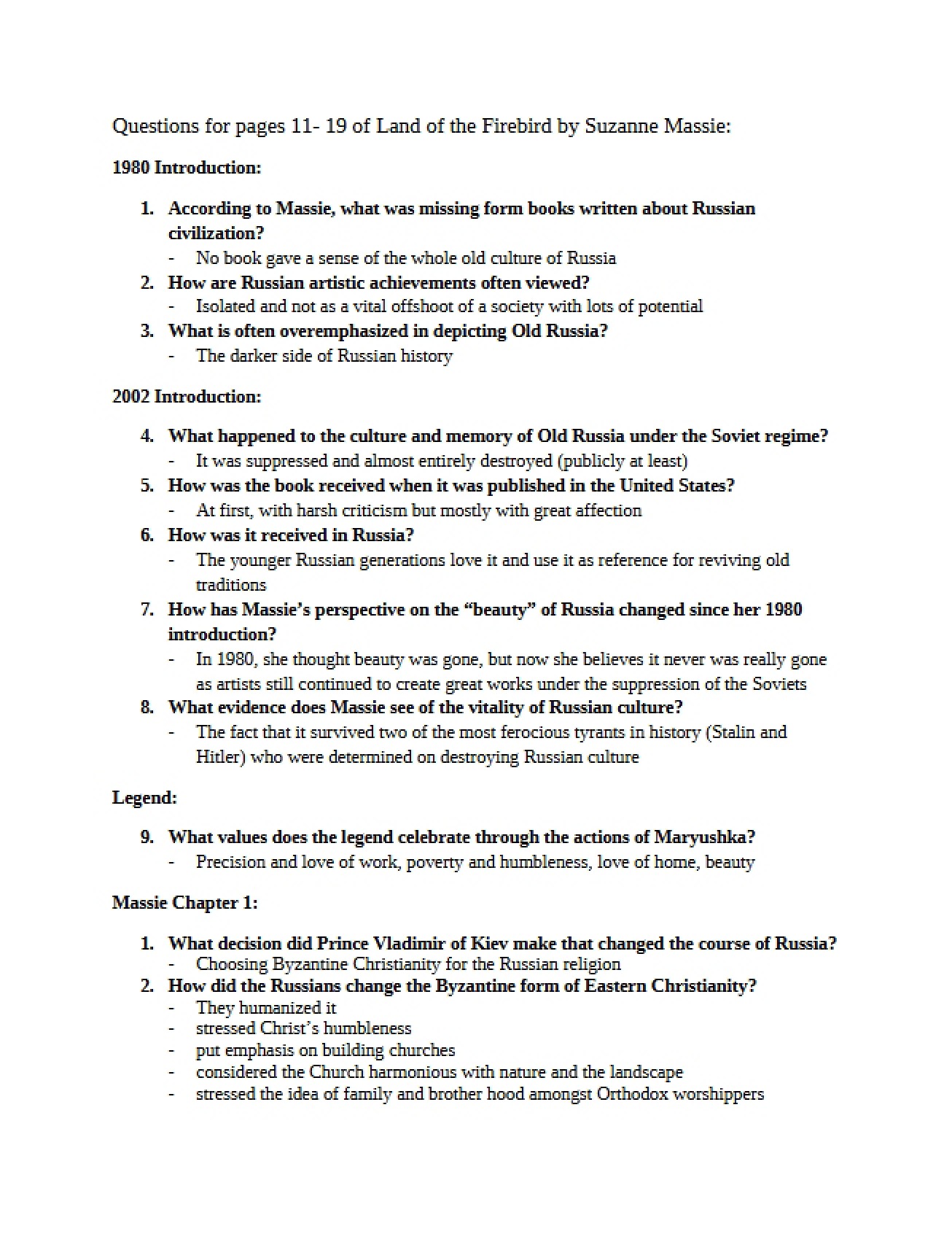 Russian Civilization Notes