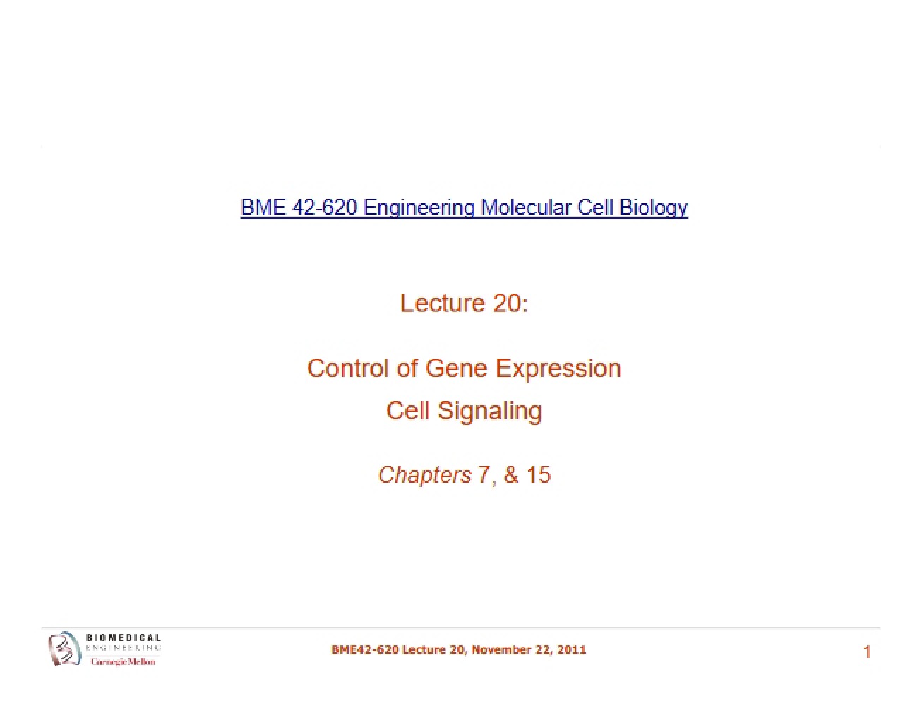 Engineering Molecular Cell Biology Lecture Notes