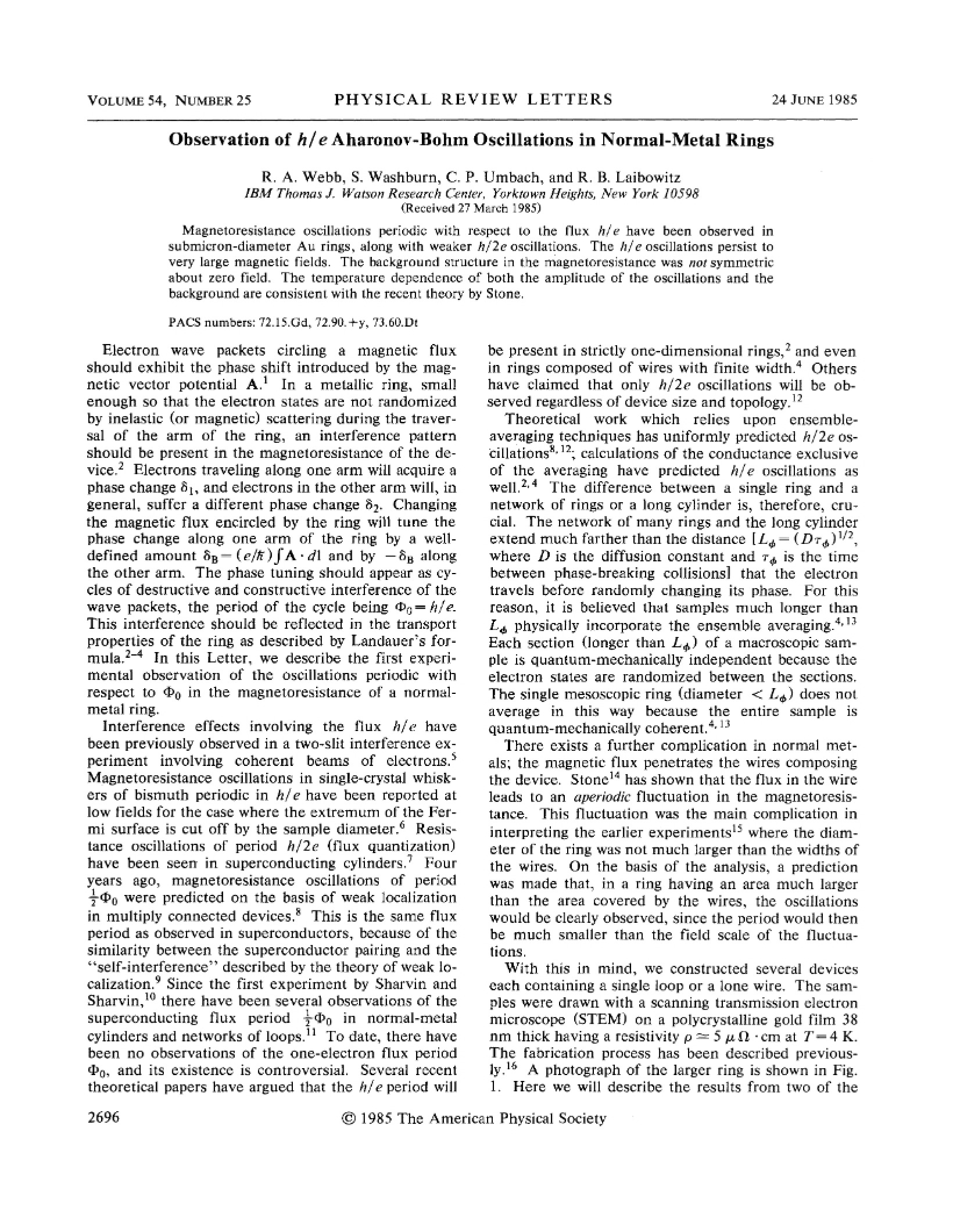 Normal-Metal Rings Observing h-e Aharonov-Bohm Oscillations