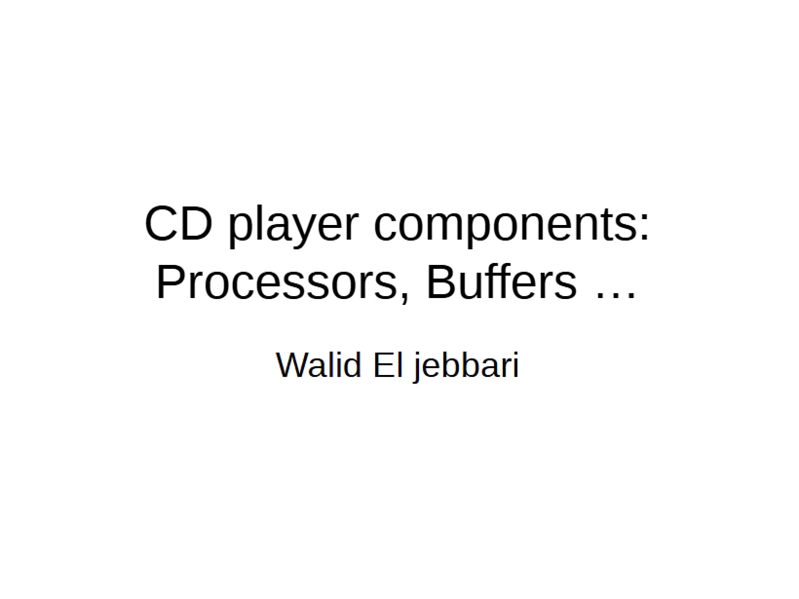 Components of CD Players