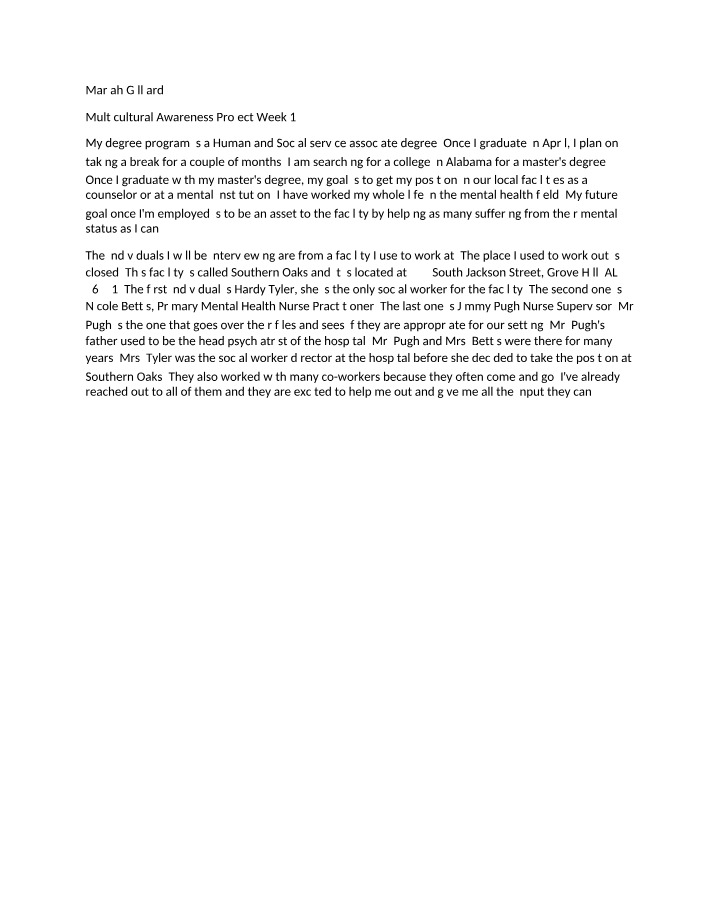 Multicultural Awareness Project Week 1 Guide