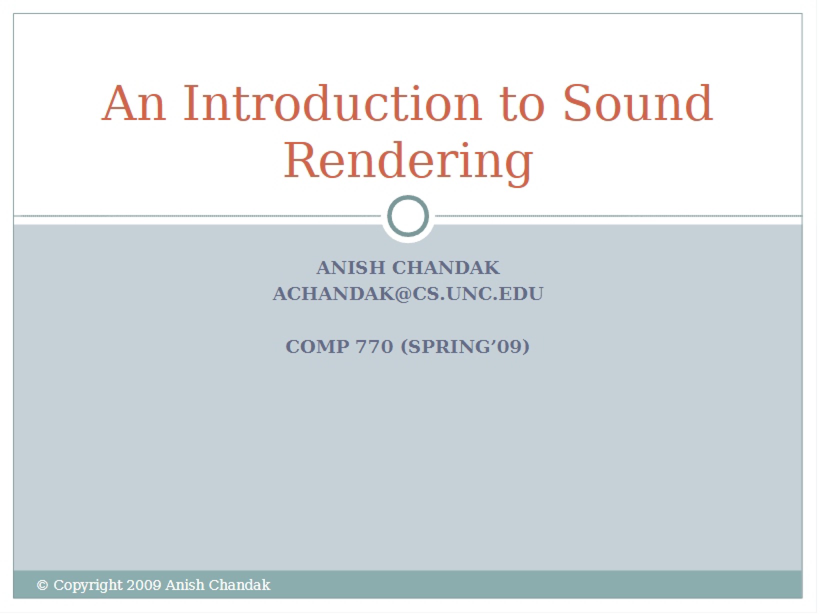 Sound Rendering Intro