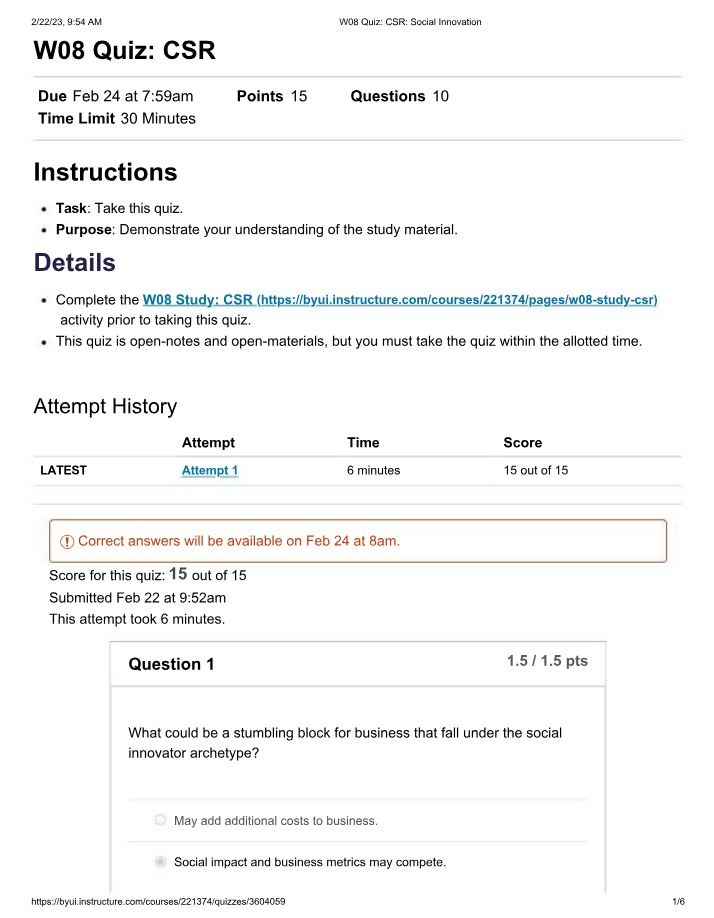 W08 Quiz - CSR and Social Innovation