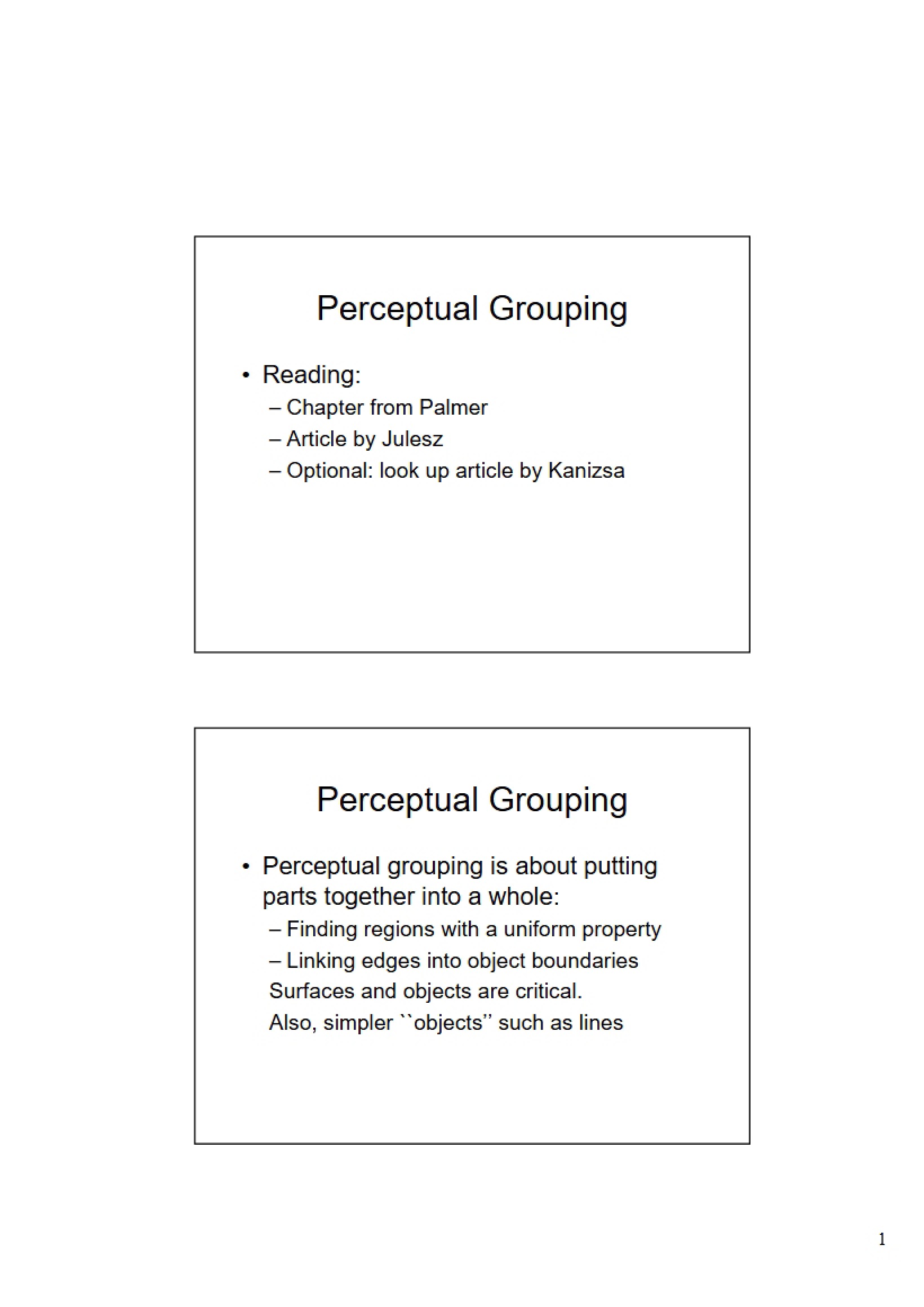 Grouping by Perception