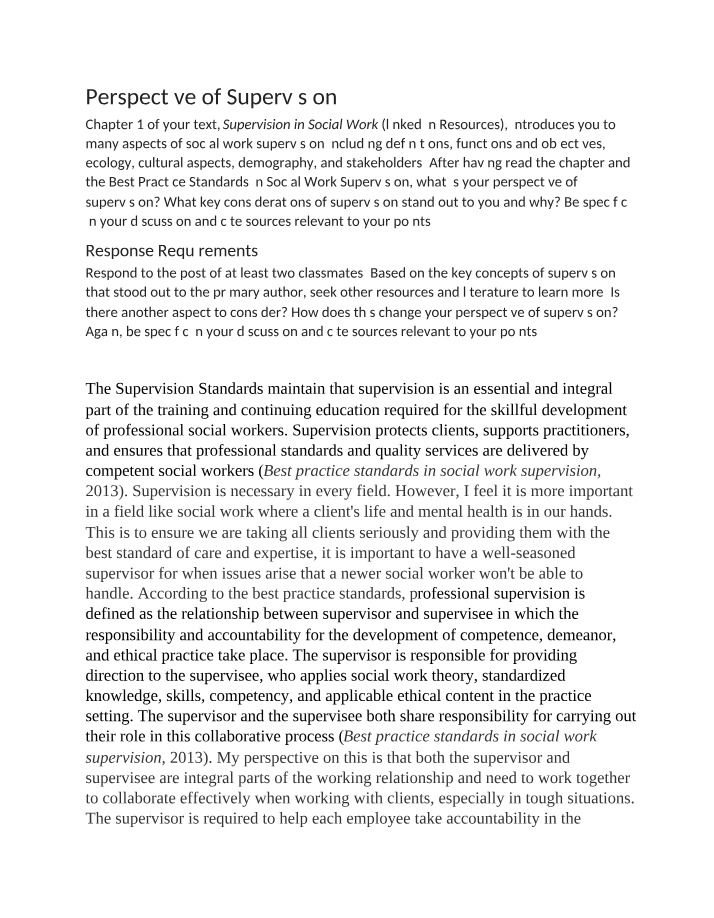 Clinical Supervision Unit 2 Discussion 1