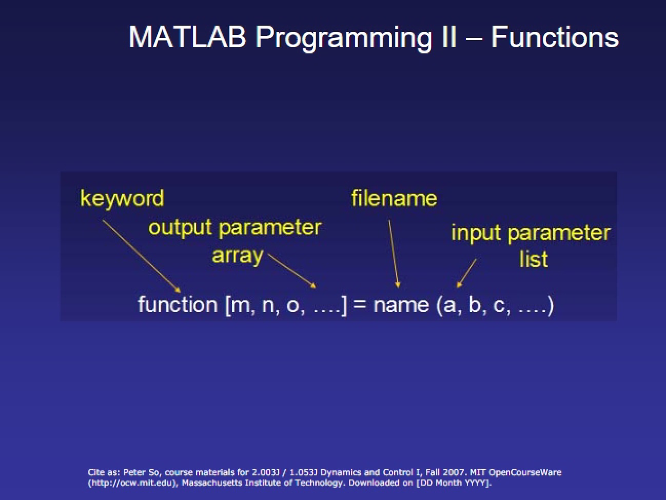 Programming in MATLAB II