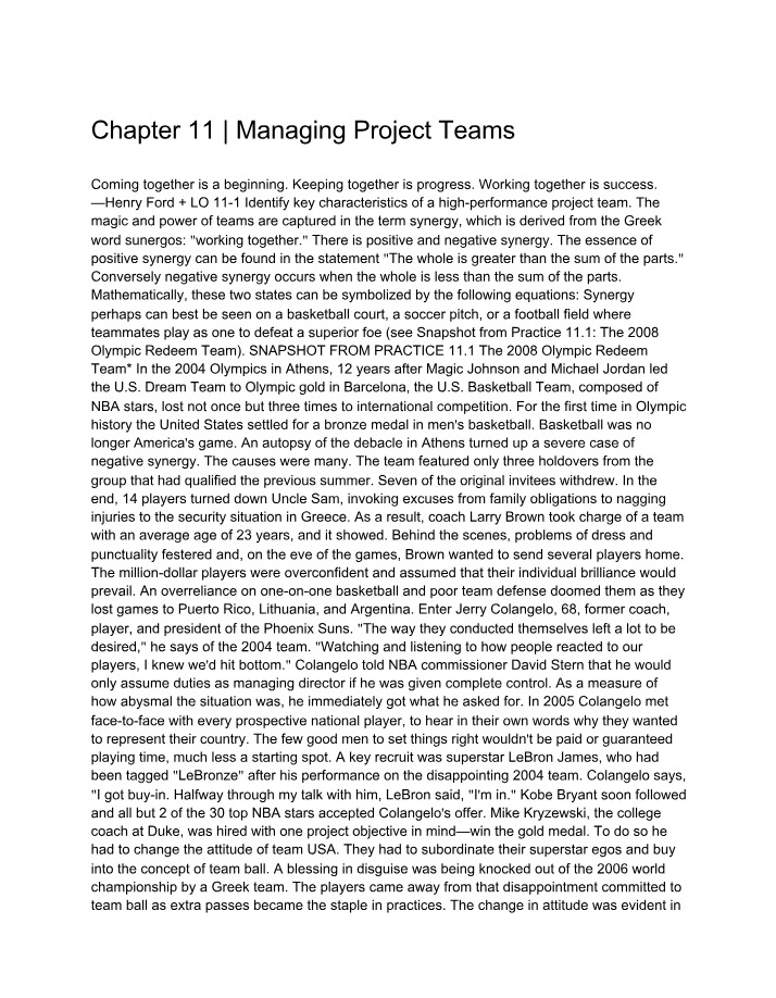 High-Performance Project Team Characteristics