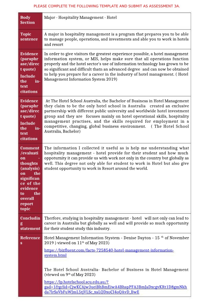 3A Assessment