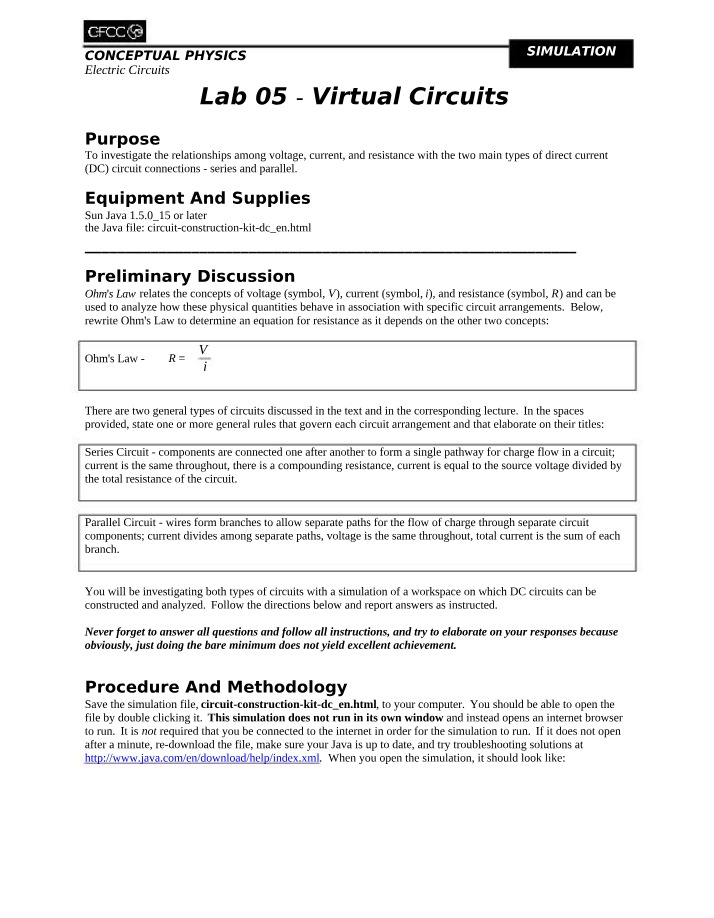 Virtual Circuits Lab 05