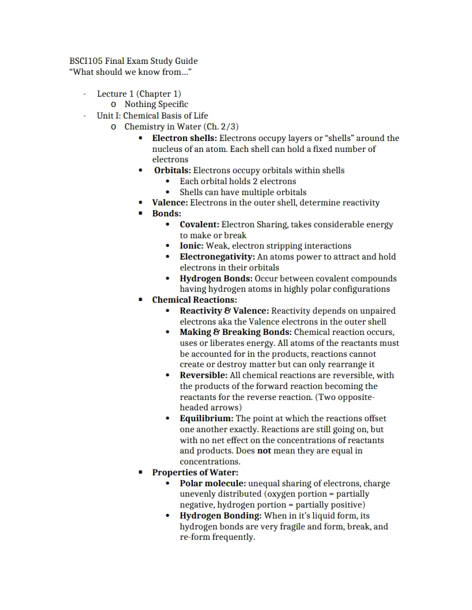 Study Guide for Final Examination