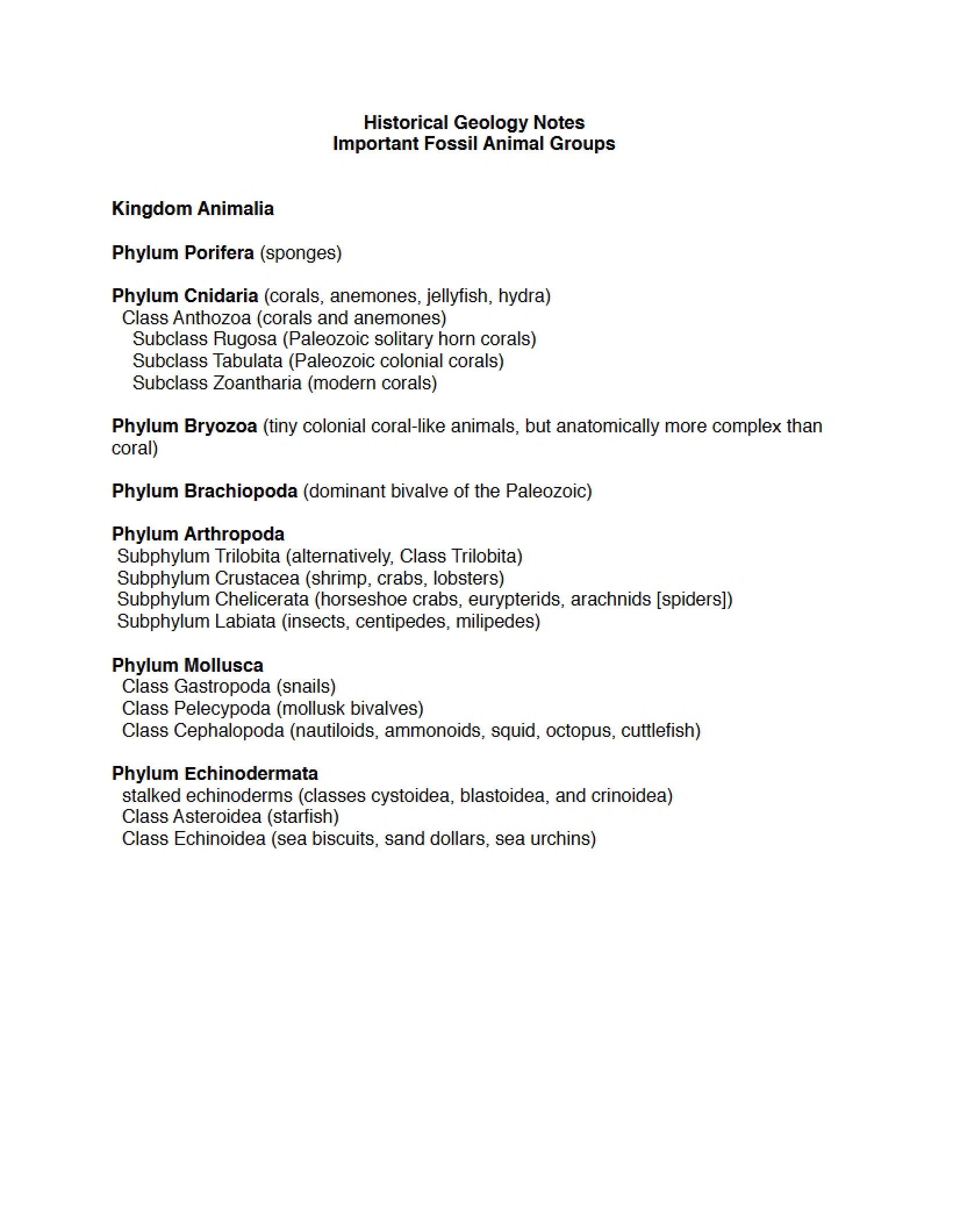 Notes on Historical Geology