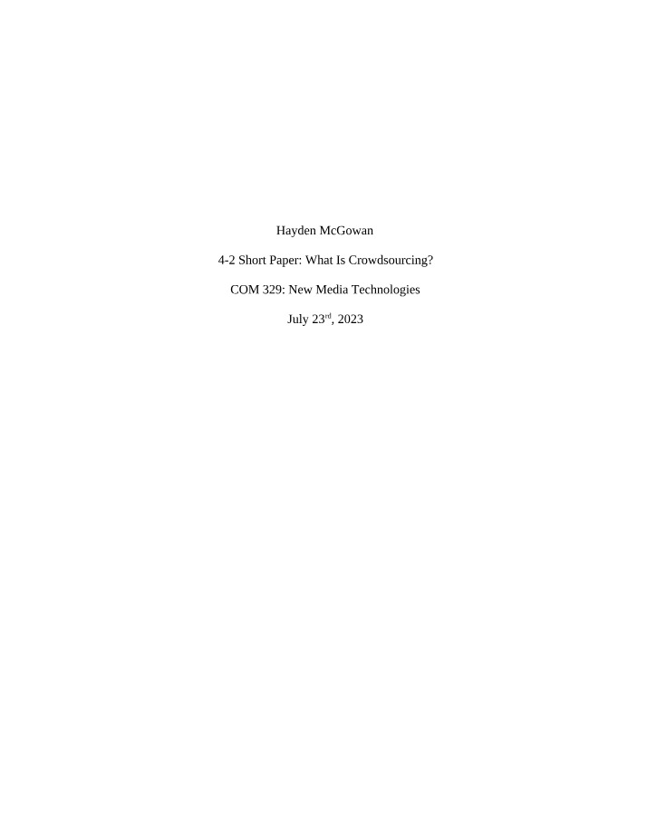 What is Crowdsourcing - 4-2 Short Paper