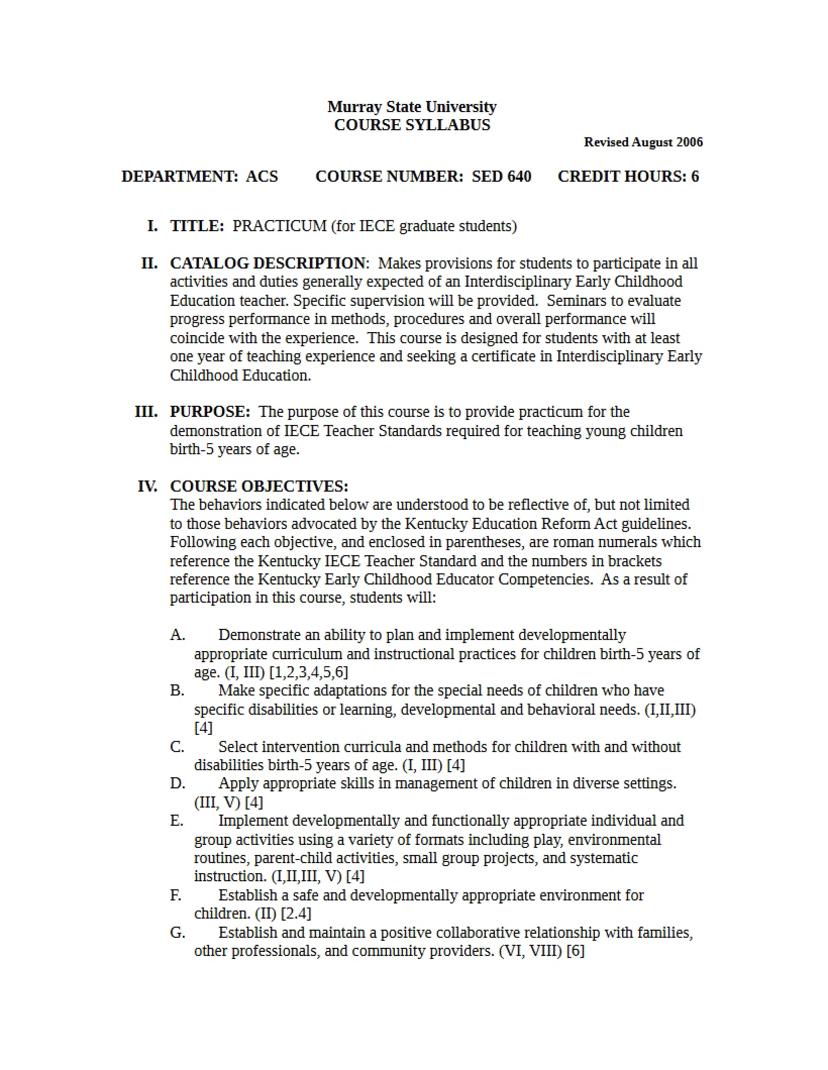 Syllabus - Practicum