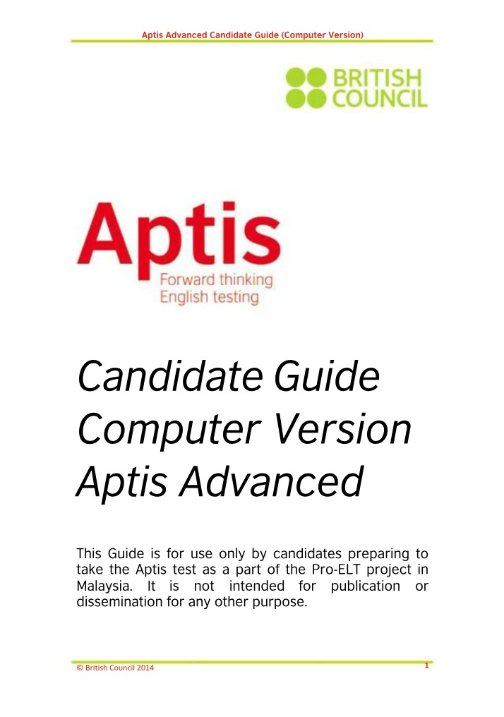Aptis Advanced Guide (Computer Version)