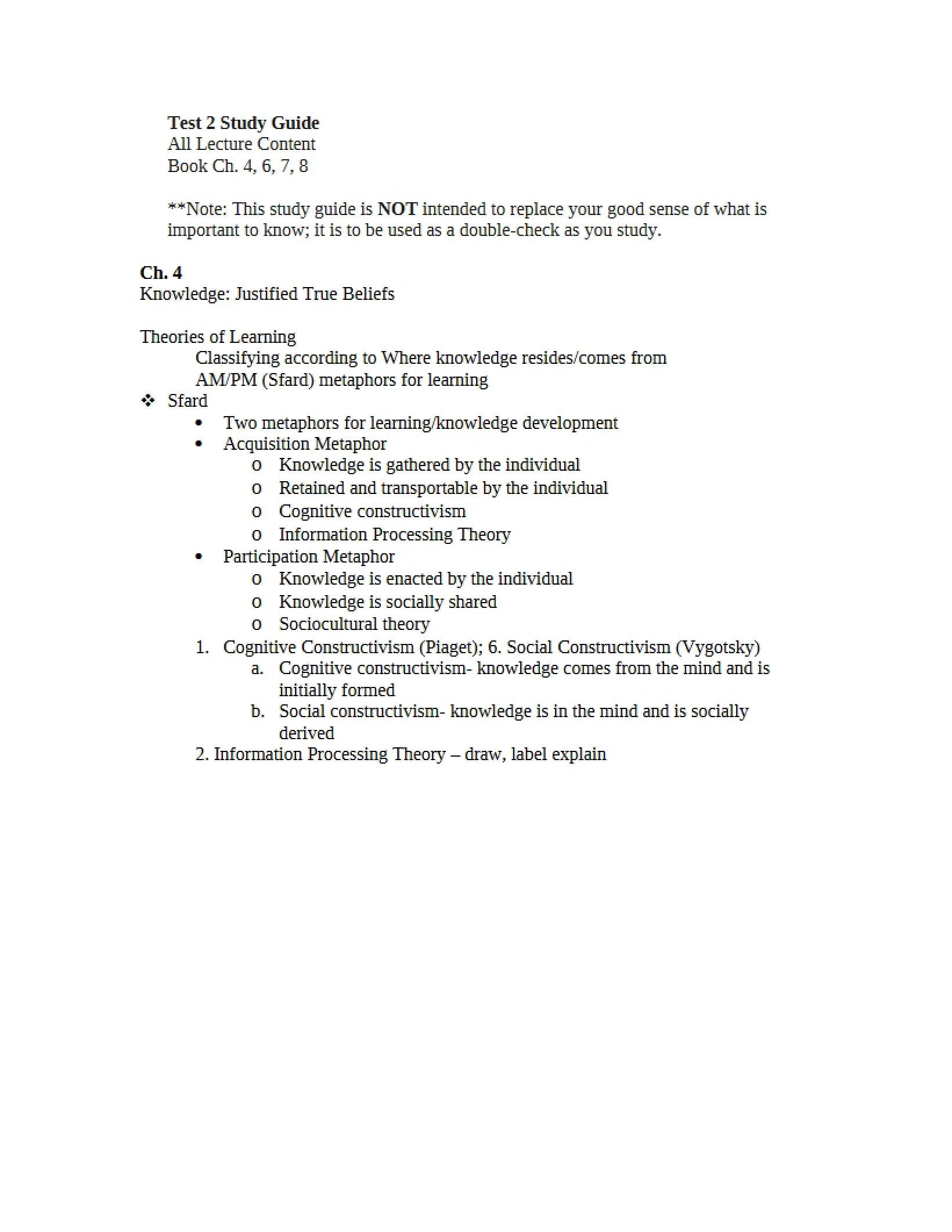 Guide for Test 2