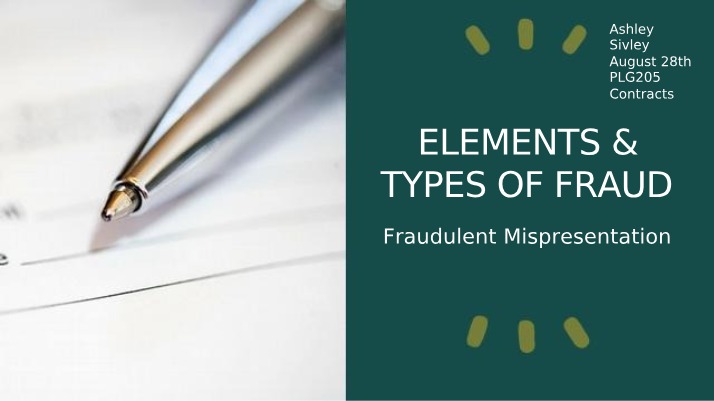 PLG205 Contracts Elements and Types of Fraud