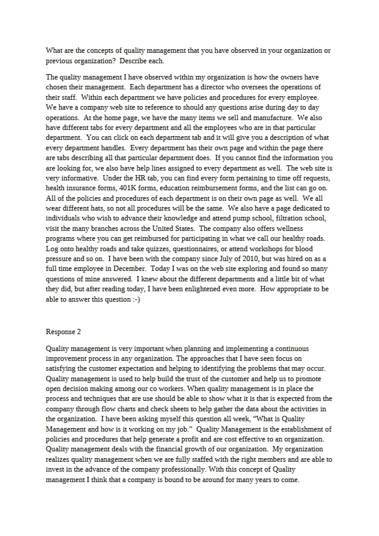 Quality Management Concepts