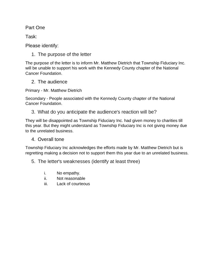 Township Fiduciary Inc. - Regretful Decision